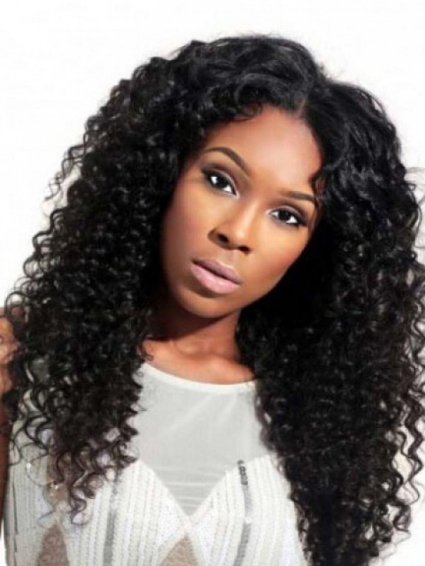 Afro-Hair Central Parting Long Curly Full Lace Human Hair Wigs 20 Inches