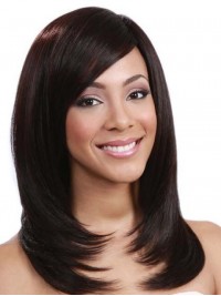 Layered Long Straight Capless Synthetic Wig With Side Bangs 16 Inches