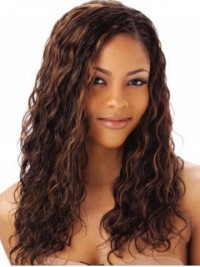 Afro-Hair Long Curly Full Lace Human Hair Wig With Side Bangs 22 Inches