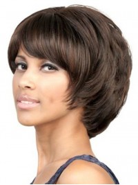 Layered Straight Short Capless Synthetic Wig With Bangs 6 Inches