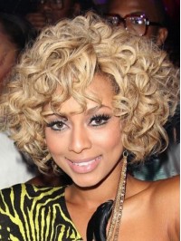 Afro-Hair Short Blonde Wavy Capless Human Hair Wigs 10 Inches