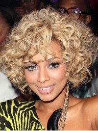 Afro-Hair Short Blonde Wavy Capless Human Hair Wigs 10 Inches