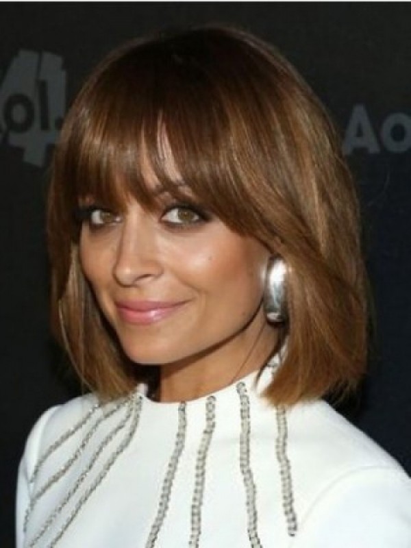 Bob Style Short Capless Straight Human Hair Wig With Bangs 10 Inches