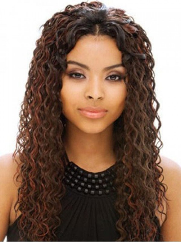 Afro-Hair Long Central Parting Curly Full Lace Human Hair Wigs 22 Inches