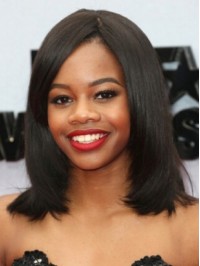 Gabrielle Douglas Medium Straight Capless Synthetic Wigs With Side Bangs 14 Inches