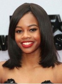 Gabrielle Douglas Medium Straight Capless Synthetic Wigs With Side Bangs 14 Inches