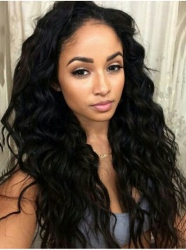 Black Long Curly Full Lace Human Hair Wigs With Ba...