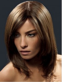 Short Straight Lace Front Human Hair Wigs With Side Bangs 12 Inches