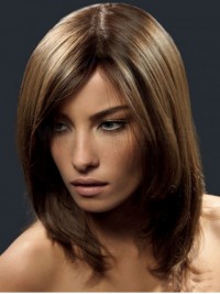Short Straight Lace Front Human Hair Wigs With Side Bangs 12 Inches