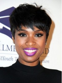 Jennifer Hudson Short Boy Cut Capless Synthetic Wig With Bangs 6 Inches