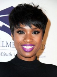 Jennifer Hudson Short Boy Cut Capless Synthetic Wig With Bangs 6 Inches