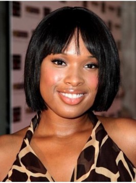 Jennifer Hudson Short Straight Black Bob Style Cap...