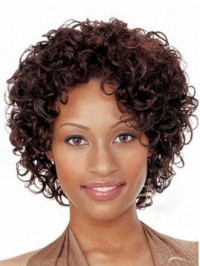 Afro-Hair Short Curly Capless Human Hair Wigs 8 Inches