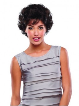 Layered Capless Short Curly Human Hair Wig With Ba...