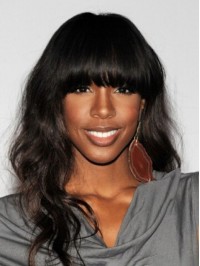 Kelly Rowland Long Wavy Capless Synthetic Wig With Bangs 18 Inches