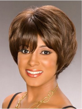 Layered Short Straight Capless Synthetic Wig With ...