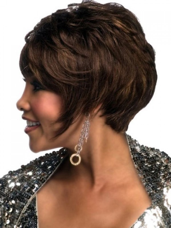 Layered Short Straight Capless Synthetic Wig With Bangs 6 Inches
