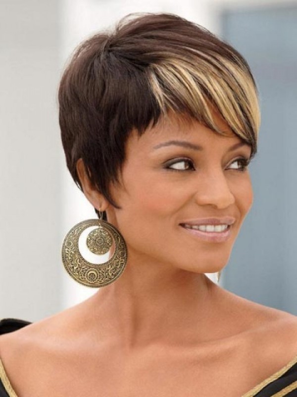 Ombre Short Straight Capless Synthetic Wig With Bangs 6 Inches
