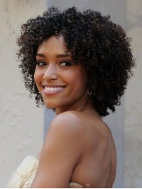 Afro-Hair Short Kinky Curly Lace Front Synthetic Wigs 10 Inches