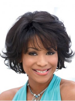 Layered Short Wavy Synthetic Capless Wig With Bang...