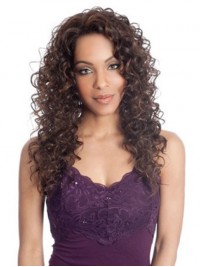 Afro-Hair Long Curly Lace Front Synthetic Wig With Side Bangs 20 Inches
