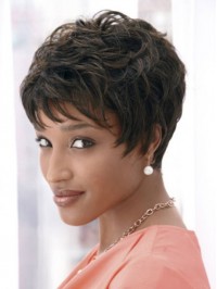 Boy Cut Short Curly Capless Synthetic Wig With Bangs 4 Inches
