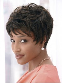 Boy Cut Short Curly Capless Synthetic Wig With Bangs 4 Inches