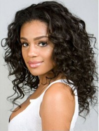 Central Parting Long Fulll Lace Curly Brazilian Human Hair Wigs 20 Inches