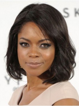 Naomie Harris Medium Wavy Capless Synthetic Wigs W...