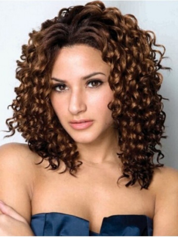 Afro-Hair Central Parting Long Curly Lace Front Synthetic Wig 16 Inches