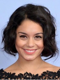 Vanessa Hudgens Short Wavy Lace Front Human Hair Wig With Side Bangs 10 Inches