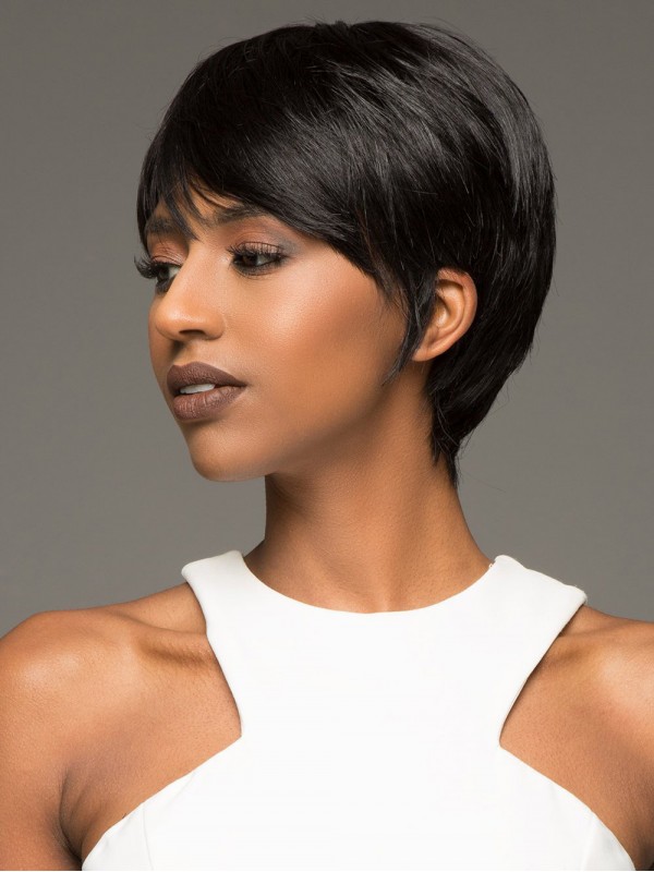 Black Short Stright Human Hair Wigs