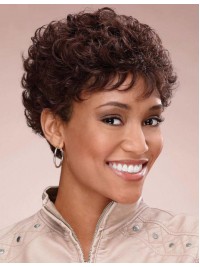 Afro-Hair Short Brown Curly Human Hair Wigs