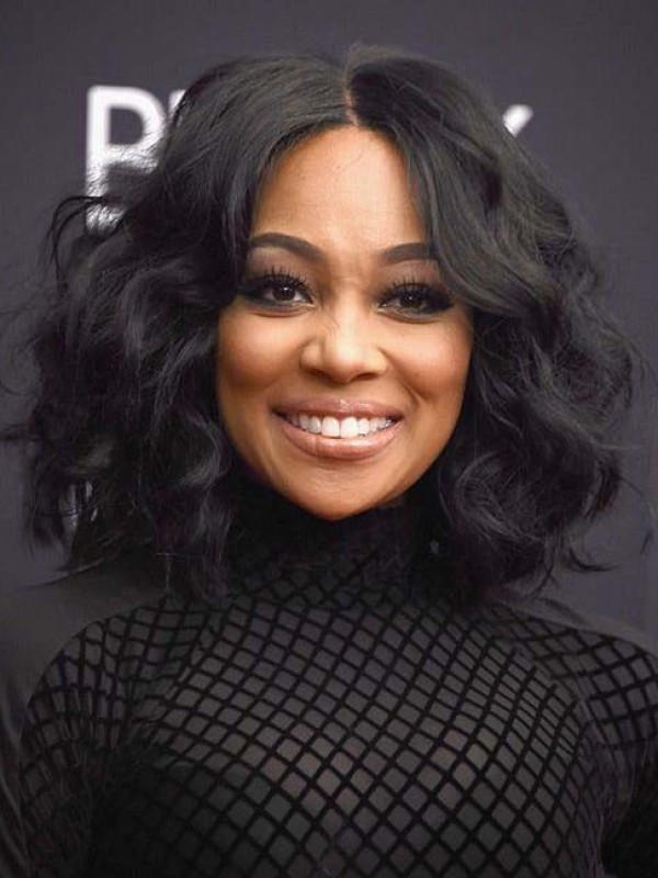 Black Medium Wavy Lace Front Wigs