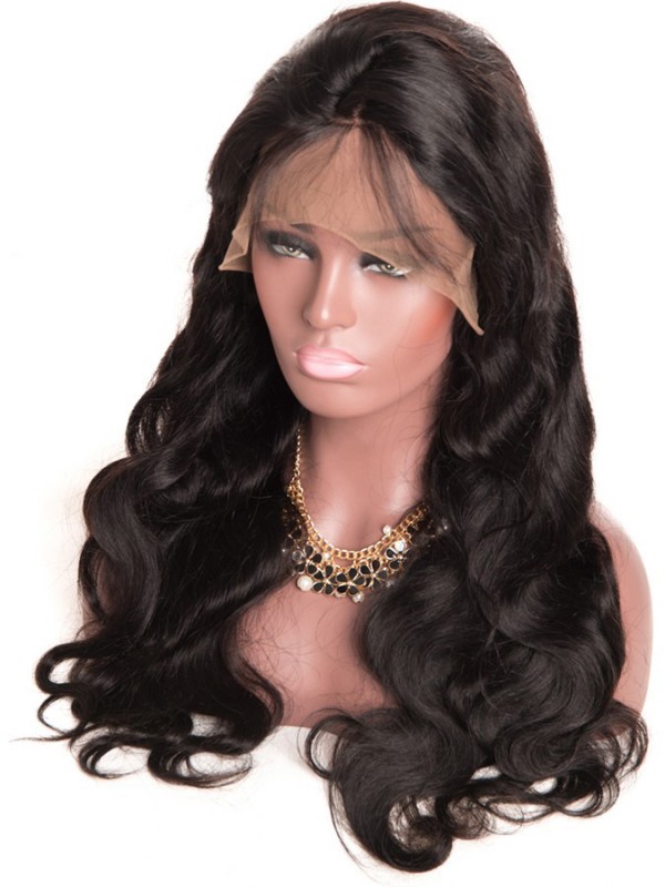 Black Long Wavy Lace Front Human Hair Wigs