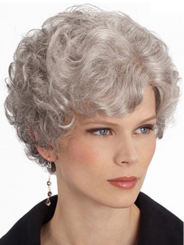 Short Gray Lace Front Synthetic Wigs 8 Inches