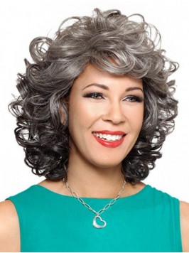 Elengant Medium Gray Capless Synthetic Wigs 14 Inc...