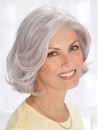 Short Bob Wavy Capless Gery Wigs 10 Inches