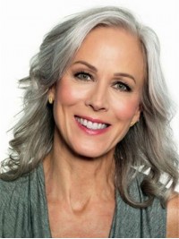Long Wavy Gray Capless Synthetic Wigs 14 Inches