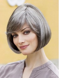 Capless Gray Short Straight Synthetic Wigs 10 Inches