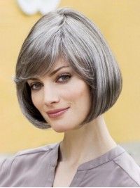 Capless Gray Short Straight Synthetic Wigs 10 Inches