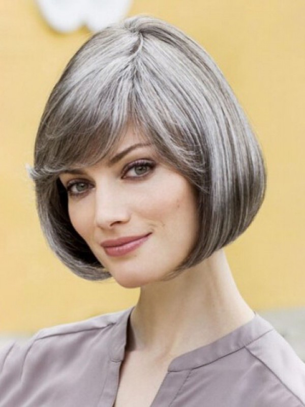 Capless Gray Short Straight Synthetic Wigs 10 Inches