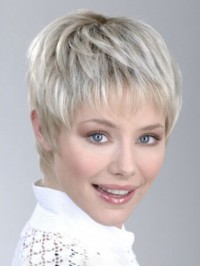 Capless Gray Short Straight Synthetic Wigs 4 Inches