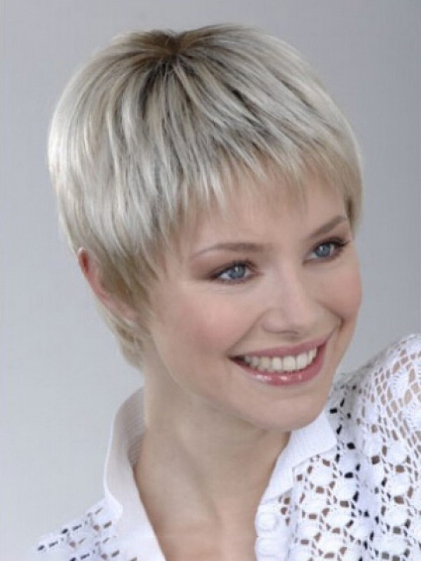 Capless Gray Short Straight Synthetic Wigs 4 Inches