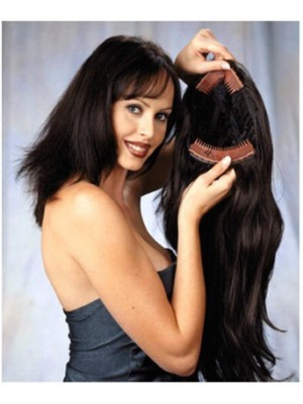 Black Wavy Long Human Hair Wigs