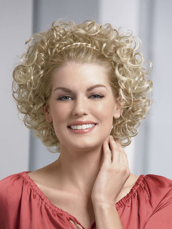 Blonde Curly Chin Length Human Hair Wigs & Half Wigs