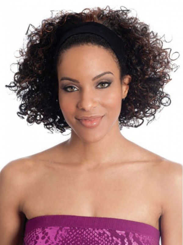 Brown Curly Chin Length Human Hair Wigs