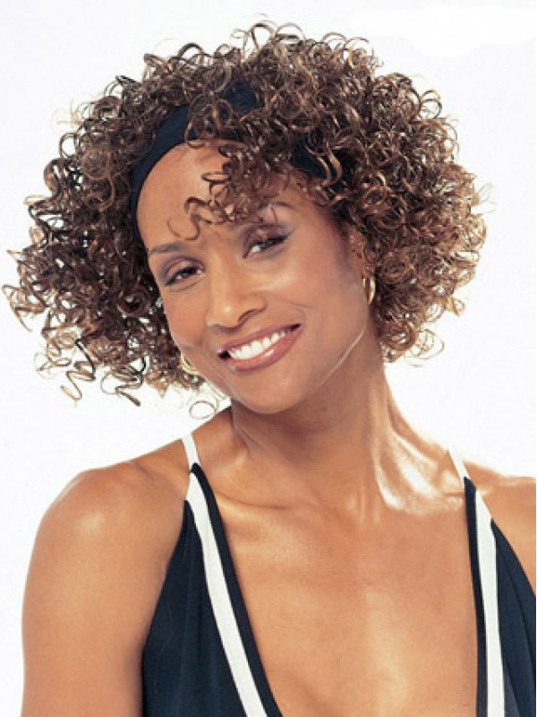 Brown Curly Chin Length Human Hair Wigs