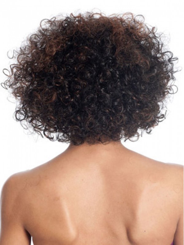Brown Curly Chin Length Human Hair Wigs