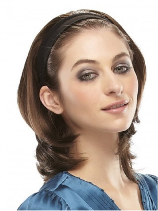 Mid-length 3/4 Wig With Soft Black Attached Headband